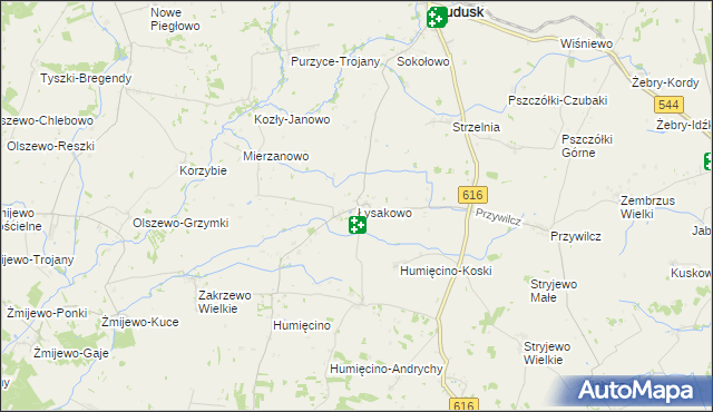 mapa Łysakowo gmina Grudusk, Łysakowo gmina Grudusk na mapie Targeo