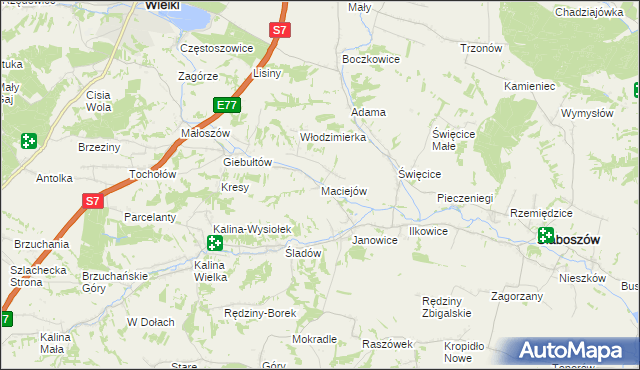 mapa Maciejów gmina Słaboszów, Maciejów gmina Słaboszów na mapie Targeo