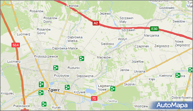 mapa Maciejów gmina Zgierz, Maciejów gmina Zgierz na mapie Targeo