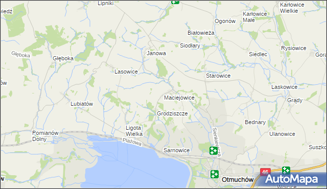 mapa Maciejowice gmina Otmuchów, Maciejowice gmina Otmuchów na mapie Targeo