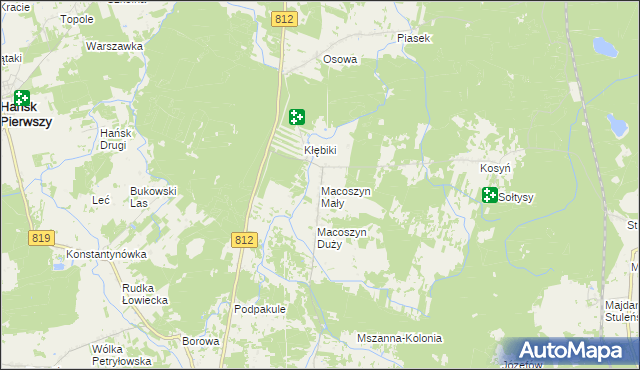 mapa Macoszyn Mały, Macoszyn Mały na mapie Targeo