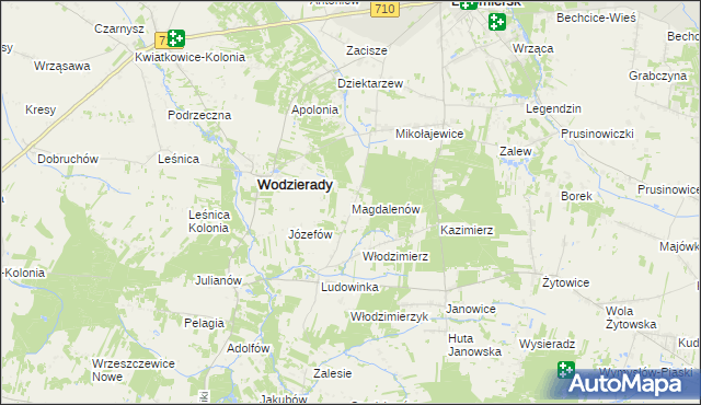 mapa Magdalenów gmina Wodzierady, Magdalenów gmina Wodzierady na mapie Targeo