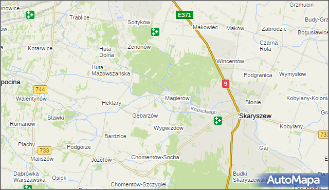 mapa Magierów gmina Skaryszew, Magierów gmina Skaryszew na mapie Targeo