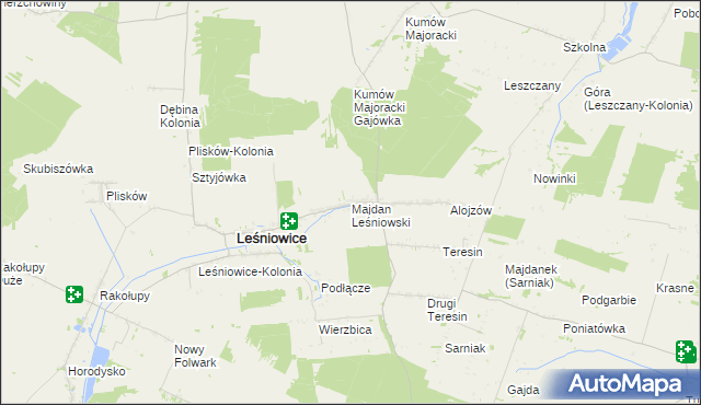 mapa Majdan Leśniowski, Majdan Leśniowski na mapie Targeo