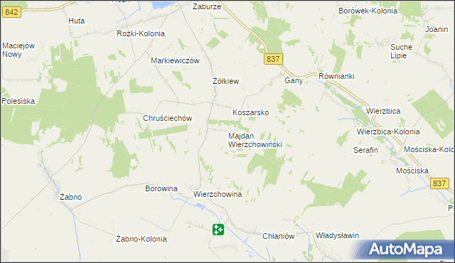 mapa Majdan Wierzchowiński, Majdan Wierzchowiński na mapie Targeo