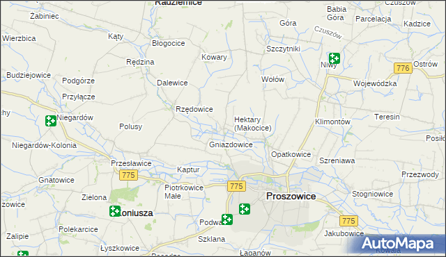 mapa Makocice, Makocice na mapie Targeo