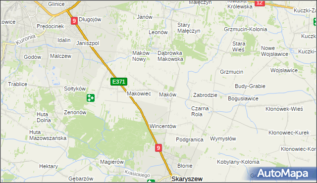 mapa Maków gmina Skaryszew, Maków gmina Skaryszew na mapie Targeo