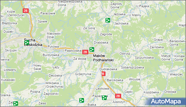 mapa Maków Podhalański, Maków Podhalański na mapie Targeo