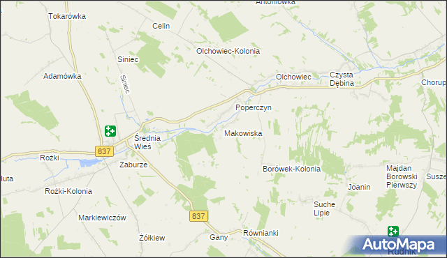 mapa Makowiska gmina Żółkiewka, Makowiska gmina Żółkiewka na mapie Targeo