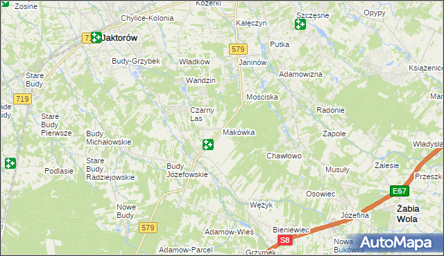 mapa Makówka gmina Grodzisk Mazowiecki, Makówka gmina Grodzisk Mazowiecki na mapie Targeo