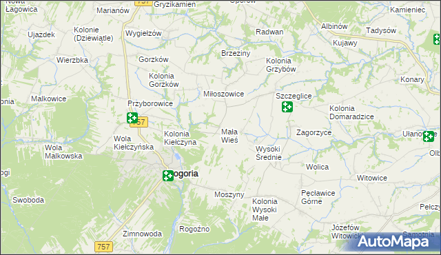 mapa Mała Wieś gmina Bogoria, Mała Wieś gmina Bogoria na mapie Targeo