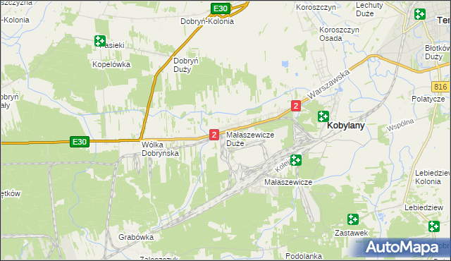 mapa Małaszewicze Duże, Małaszewicze Duże na mapie Targeo