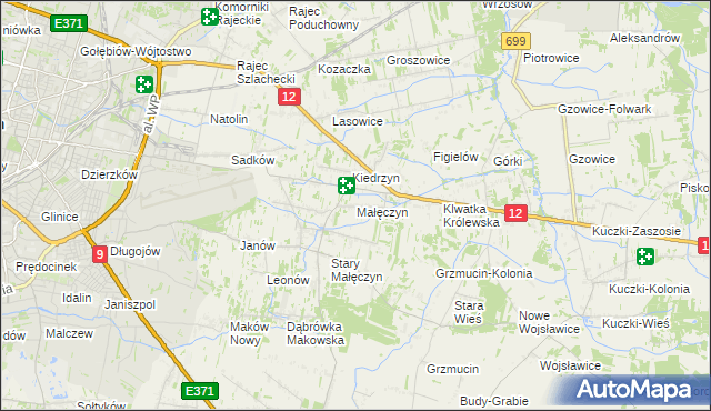 mapa Małęczyn gmina Gózd, Małęczyn gmina Gózd na mapie Targeo