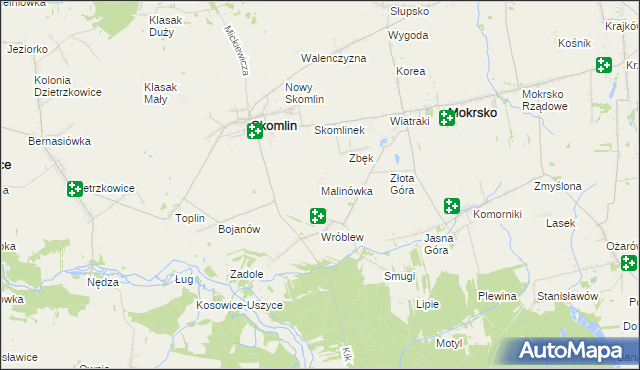 mapa Malinówka gmina Skomlin, Malinówka gmina Skomlin na mapie Targeo