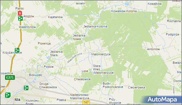 mapa Małomierzyce, Małomierzyce na mapie Targeo