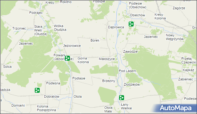 mapa Małoszyce gmina Żarnowiec, Małoszyce gmina Żarnowiec na mapie Targeo