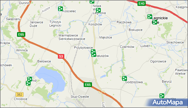 mapa Małuszów gmina Męcinka, Małuszów gmina Męcinka na mapie Targeo