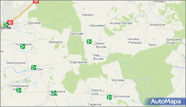 mapa Mały Buczek gmina Rychtal, Mały Buczek gmina Rychtal na mapie Targeo