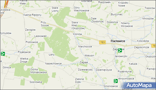 mapa Marchocice gmina Racławice, Marchocice gmina Racławice na mapie Targeo