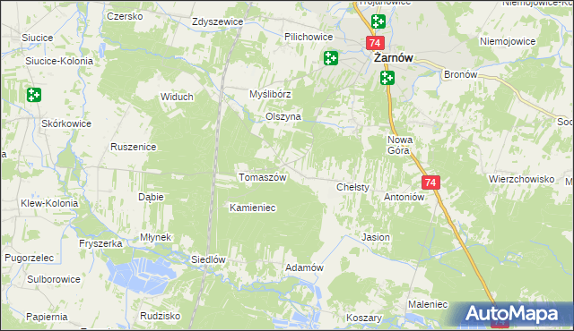 mapa Marcinków gmina Żarnów, Marcinków gmina Żarnów na mapie Targeo