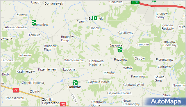 mapa Marcinów gmina Dalików, Marcinów gmina Dalików na mapie Targeo