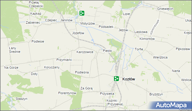 mapa Marcinowice gmina Kozłów, Marcinowice gmina Kozłów na mapie Targeo