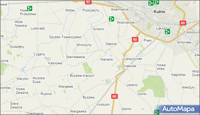 mapa Marianki gmina Kutno, Marianki gmina Kutno na mapie Targeo
