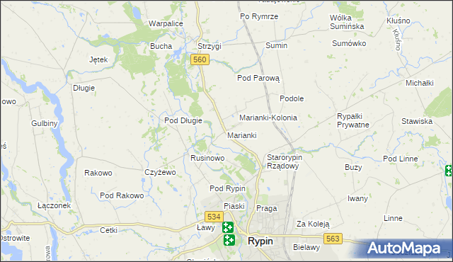 mapa Marianki gmina Rypin, Marianki gmina Rypin na mapie Targeo