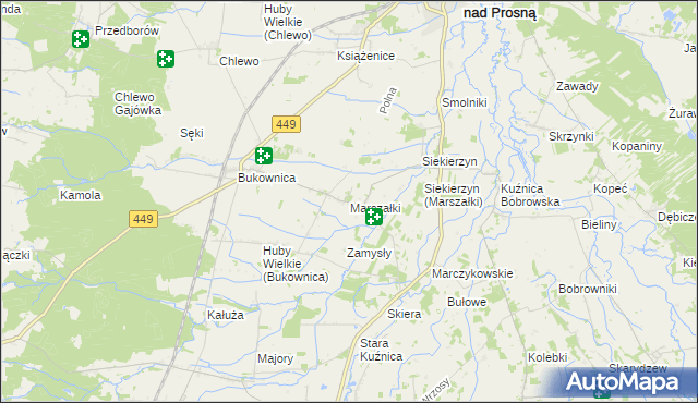 mapa Marszałki gmina Grabów nad Prosną, Marszałki gmina Grabów nad Prosną na mapie Targeo