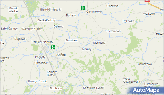 mapa Marusy, Marusy na mapie Targeo