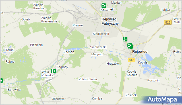 mapa Marynin gmina Rejowiec, Marynin gmina Rejowiec na mapie Targeo