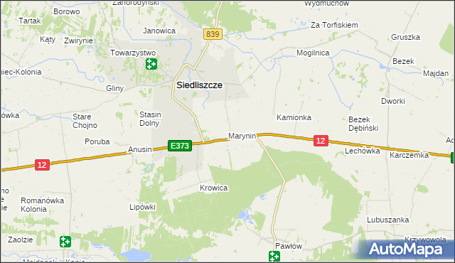 mapa Marynin gmina Siedliszcze, Marynin gmina Siedliszcze na mapie Targeo