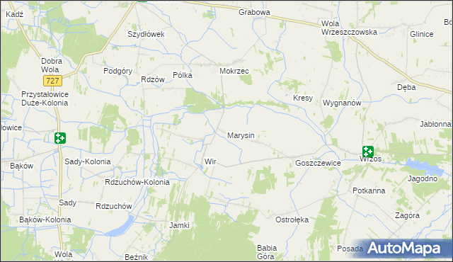 mapa Marysin gmina Potworów, Marysin gmina Potworów na mapie Targeo