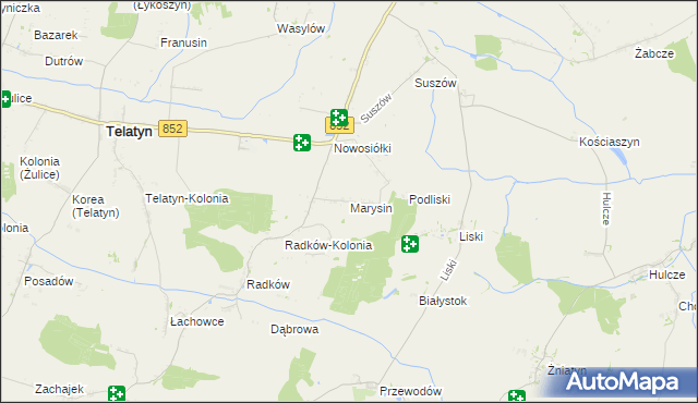 mapa Marysin gmina Telatyn, Marysin gmina Telatyn na mapie Targeo