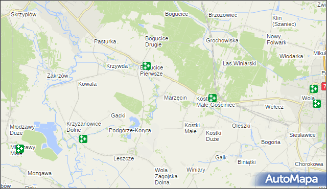 mapa Marzęcin, Marzęcin na mapie Targeo