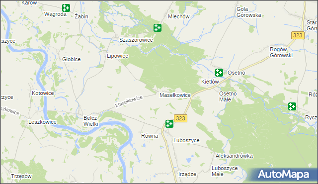mapa Masełkowice, Masełkowice na mapie Targeo