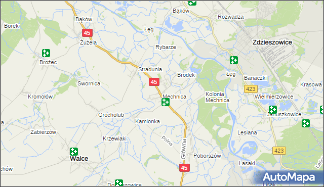 mapa Mechnica, Mechnica na mapie Targeo