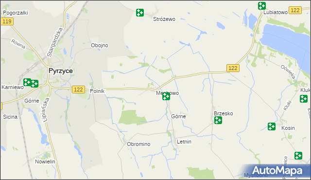 mapa Mechowo gmina Pyrzyce, Mechowo gmina Pyrzyce na mapie Targeo