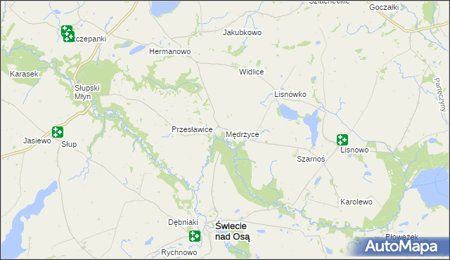 mapa Mędrzyce, Mędrzyce na mapie Targeo