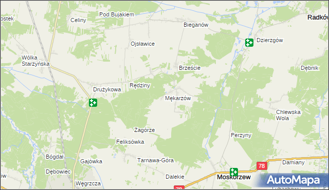 mapa Mękarzów, Mękarzów na mapie Targeo