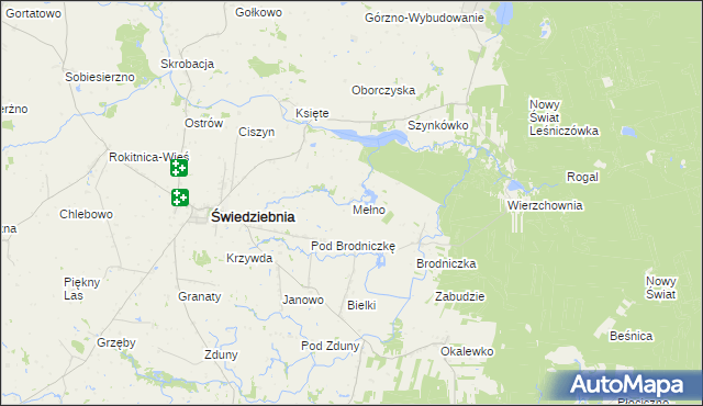 mapa Mełno gmina Świedziebnia, Mełno gmina Świedziebnia na mapie Targeo