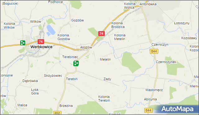 mapa Metelin gmina Hrubieszów, Metelin gmina Hrubieszów na mapie Targeo