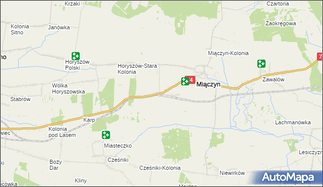 mapa Miączyn-Stacja, Miączyn-Stacja na mapie Targeo