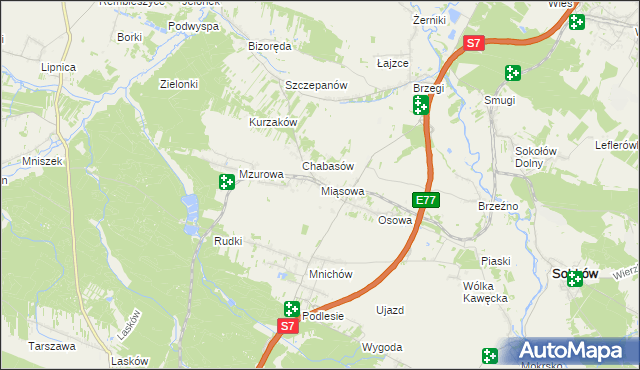 mapa Miąsowa, Miąsowa na mapie Targeo