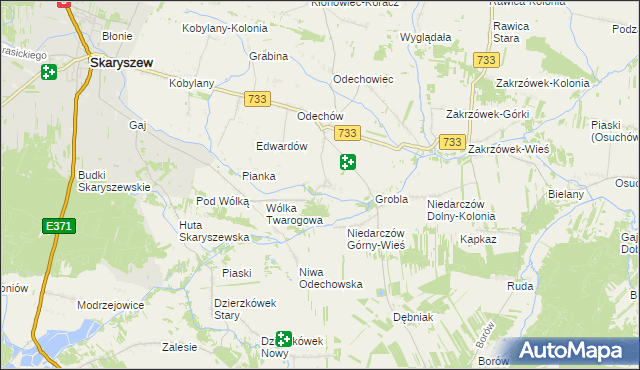 mapa Miasteczko gmina Skaryszew, Miasteczko gmina Skaryszew na mapie Targeo