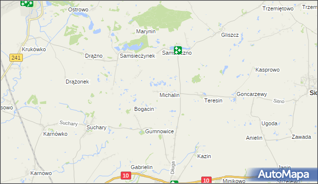 mapa Michalin gmina Nakło nad Notecią, Michalin gmina Nakło nad Notecią na mapie Targeo