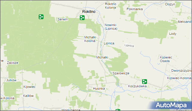 mapa Michałki gmina Rokitno, Michałki gmina Rokitno na mapie Targeo