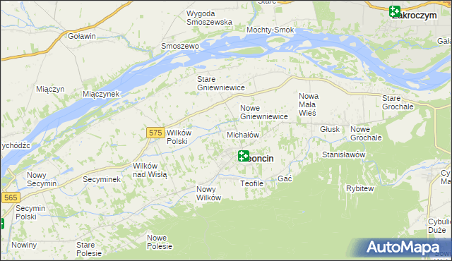 mapa Michałów gmina Leoncin, Michałów gmina Leoncin na mapie Targeo