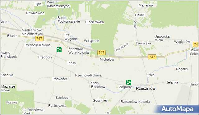 mapa Michałów gmina Rzeczniów, Michałów gmina Rzeczniów na mapie Targeo