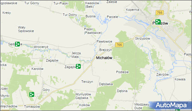 mapa Michałów powiat pińczowski, Michałów powiat pińczowski na mapie Targeo